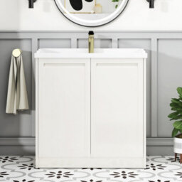 Royal Bathrooms Elmore 800mm Floor Standing 2 Door Bathroom Vanity Unit With Traditional Ceramic Basin Sink - Classic White - thumbnail 3