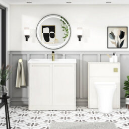 Royal Bathrooms Elmore 800mm Floor Standing 2 Door Bathroom Vanity Unit With Traditional Ceramic Basin Sink - Classic White - thumbnail 4