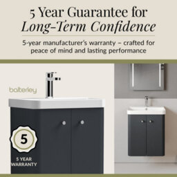 Balterley Flashbrook Modern Bathroom Wall Hung 2 Door Vanity Unit Basin, Dark Grey, 505mm - thumbnail 4