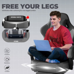 Gtplayer Gaming Chair, Ergonomic Computer Chair With Footrest And Lumbar Support Height Adjustable Home Office, Grey - thumbnail 7