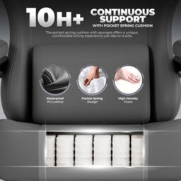 Gtplayer Gaming Chair, Ergonomic Computer Chair With Footrest And Lumbar Support Height Adjustable Home Office, Grey - thumbnail 5
