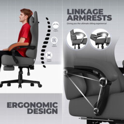 Gtplayer Gaming Chair, Ergonomic Computer Chair With Footrest And Lumbar Support Height Adjustable Home Office, Grey - thumbnail 6