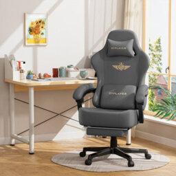 Gtplayer Gaming Chair, Ergonomic Computer Chair With Footrest And Lumbar Support Height Adjustable Home Office, Grey - thumbnail 3