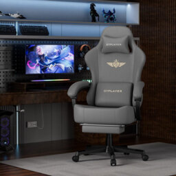 Gtplayer Gaming Chair, Ergonomic Computer Chair With Footrest And Lumbar Support Height Adjustable Home Office, Grey - thumbnail 2