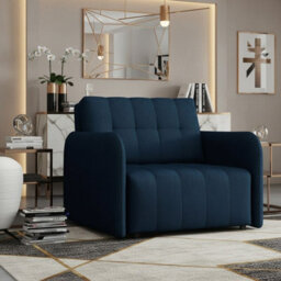 Viva Grand I Upholstered Sofa Bed With Storage Pocket Wavy Spring Wooden Legs Living Room 85X95X98Cm Blue - thumbnail 1