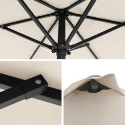 Songmics Garden Parasol Umbrella 2 M, Sunshade With Metal Pole And Ribs, Tiltable, Base Not Included, For Outdoor Terrace Balcony, Beige - thumbnail 7
