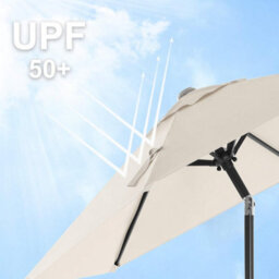 Songmics Garden Parasol Umbrella 2 M, Sunshade With Metal Pole And Ribs, Tiltable, Base Not Included, For Outdoor Terrace Balcony, Beige - thumbnail 4