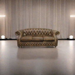 Chesterfield 3 Seater Cracked Wax T Brown Leather Sofa Bespoke In Buckingham Style - thumbnail 3