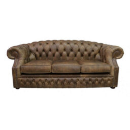 Chesterfield 3 Seater Cracked Wax T Brown Leather Sofa Bespoke In Buckingham Style