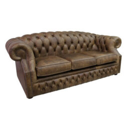 Chesterfield 3 Seater Cracked Wax T Brown Leather Sofa Bespoke In Buckingham Style - thumbnail 2