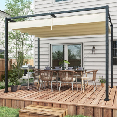 Outsunny 3X2M Metal Pergola Gazebo Patio Sunshelter Retractable Canopy Cream - image 1