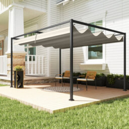 Outsunny 3X2M Metal Pergola Gazebo Patio Sunshelter Retractable Canopy Cream - thumbnail 7