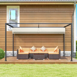 Outsunny 3X2M Metal Pergola Gazebo Patio Sunshelter Retractable Canopy Cream - thumbnail 9