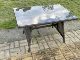 Fimous Dark Grey Mixed Rattan Dining Table Garden Furniture With Clear Tempered Glass - thumbnail 4