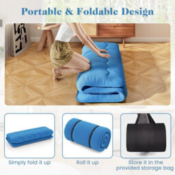 Costway Foldable Tatami Mat Floor Futon Mattress Roll Up Sleeping Pad W/ Washable Cover, Small Double/double/king Size - thumbnail 9