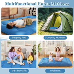 Costway Foldable Tatami Mat Floor Futon Mattress Roll Up Sleeping Pad W/ Washable Cover, Small Double/double/king Size - thumbnail 8