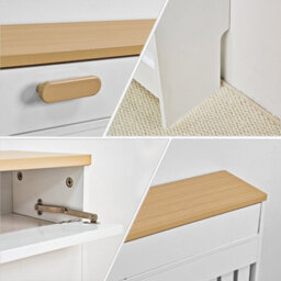Fativo 112.5X19X95.5Cm White Radiator Cover With Drawer, Slatted Mdf Radiator Cabinet With Wood Effect Top - thumbnail 7