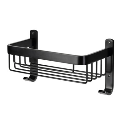 Croydex 1 Tier Black Aluminium Small 1 Compartments Shower Basket (W)25.55Cm - image 1