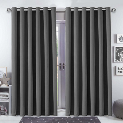 Bedlooms Grey Blackout Curtains Living Room Bedroom Thermal Insulated Curtain (Pair) 90 X 90 Inches With Tie Backs Two - image 1