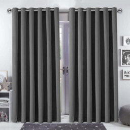 Bedlooms Grey Blackout Curtains Living Room Bedroom Thermal Insulated Curtain (Pair) 90 X 90 Inches With Tie Backs Two - thumbnail 1