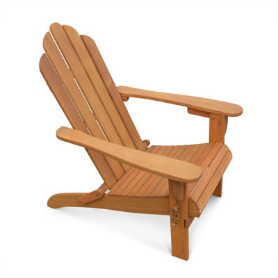 Sweeek - Wooden Retro Garden Deck Chair Natural 88.5X69X90 Cm - Adirondack Salamanca - image 1