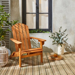 Sweeek - Wooden Retro Garden Deck Chair Adirondack Salamanca Natural 88.5X69X90 Cm - thumbnail 5