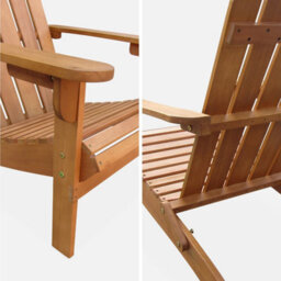 Sweeek - Wooden Retro Garden Deck Chair Adirondack Salamanca Natural 88.5X69X90 Cm - thumbnail 4