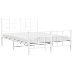 Berkfield Metal Bed Frame Without Mattress With Footboard White 140X200Cm - thumbnail 4