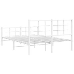 Berkfield Metal Bed Frame Without Mattress With Footboard White 140X200Cm - thumbnail 7