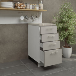 Jd Greta Adjustable Legs Kitchen Drawer Unit 400mm Storage Cabinet With Door Shelf 40Cm - Cashmere Matt With Worktop - thumbnail 3