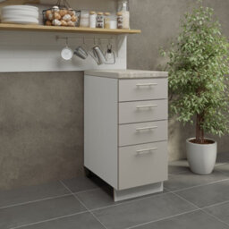 Jd Greta Adjustable Legs Kitchen Drawer Unit 400mm Storage Cabinet With Door Shelf 40Cm - Cashmere Matt With Worktop - thumbnail 2