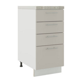 Jd Greta Adjustable Legs Kitchen Drawer Unit 400mm Storage Cabinet With Door Shelf 40Cm - Cashmere Matt With Worktop - thumbnail 1