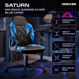 X Rocker Saturn Ergonomic Pc Office Gaming Chair - Blue Camo - thumbnail 2