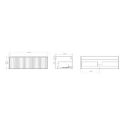 Banyetti Linea Matt Black Ribbed Wall Hung Vanity Unit 1000 X 390mm - thumbnail 5