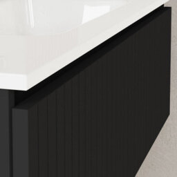 Banyetti Linea Matt Black Ribbed Wall Hung Vanity Unit 1000 X 390mm - thumbnail 2