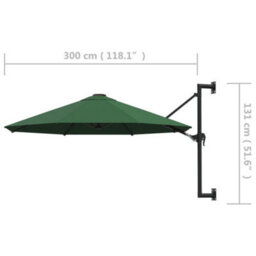Berkfield Wall-Mounted Parasol With Metal Pole 300 Cm Green - thumbnail 8