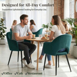 Evre Hailey Teal Velvet Dining Chairs Set Of 2 Upholstered Chairs With Arms & Metal Legs - thumbnail 7