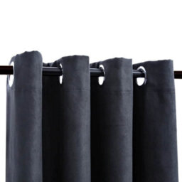 Berkfield Blackout Curtains With Metal Rings 2 Pcs Anthracite 140X245 Cm - thumbnail 3