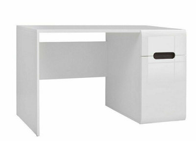 Impact Furniture Large Desk With Drawer Modern Computer Home Study Office Desk White Gloss With Cabinet Storage Azteca - image 1