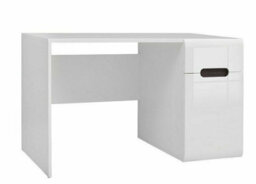 Impact Furniture Large Desk With Drawer Modern Computer Home Study Office Desk White Gloss With Cabinet Storage Azteca