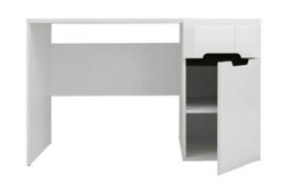 Impact Furniture Large Desk With Drawer Modern Computer Home Study Office Desk White Gloss With Cabinet Storage Azteca - thumbnail 4