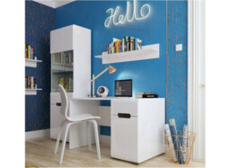 Impact Furniture Large Desk With Drawer Modern Computer Home Study Office Desk White Gloss With Cabinet Storage Azteca - thumbnail 9