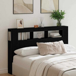 Berkfield Led Headboard Black Oak 160X18,5X45 Cm Engineered Wood - thumbnail 1