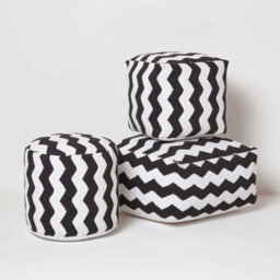 Homescapes Circular Cube Bean Footstool With Black And White Chevron Pattern - thumbnail 5