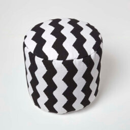 Homescapes Circular Cube Bean Footstool With Black And White Chevron Pattern - thumbnail 3