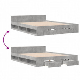 Berkfield Bed Frame With Drawers Without Mattress Concrete Grey 140X190 Cm - thumbnail 7