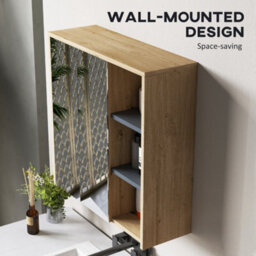Homcom Bathroom Cabinet Wall Mounted Mirror Storage With Shelves Natural - thumbnail 6