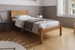 Save On Goods UK 3Ft Single All Pine,waxed Wood Bed Frame.wooden Shaker Style,low Footend Bedstead - thumbnail 1