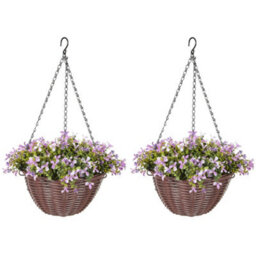 Homcom Artificial Flowers In Basket Set Of 2 With 75 Leaves And 15 Flowers - thumbnail 2