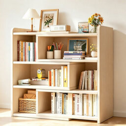 Wooden Shelf Bookcase Shelving 4 Tier Display Storage Unit Stand Stretchable - thumbnail 1